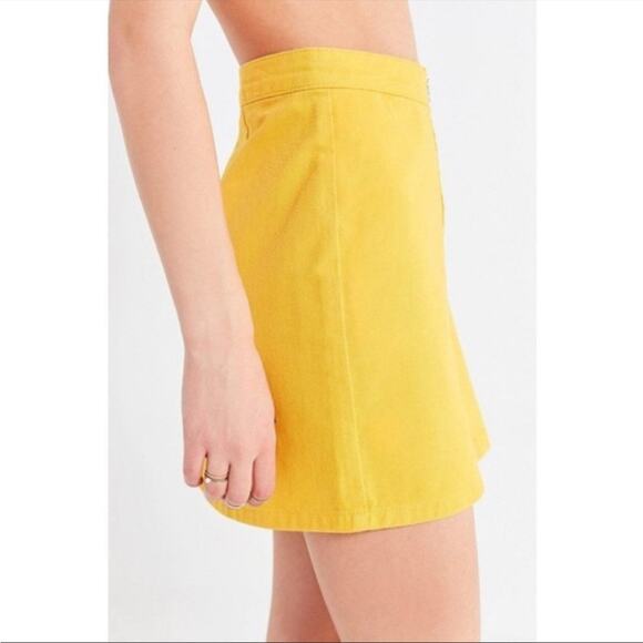 Urban Outfitters BDG Bright Yellow Adonita Zipper Front Mini Skirt Women’s S - Picture 4 of 9